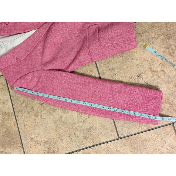 J. Crew Pink Herringbone Tweed Wool Blend Blazer Size 10 Career Crest Preppy - Picture 10 of 10